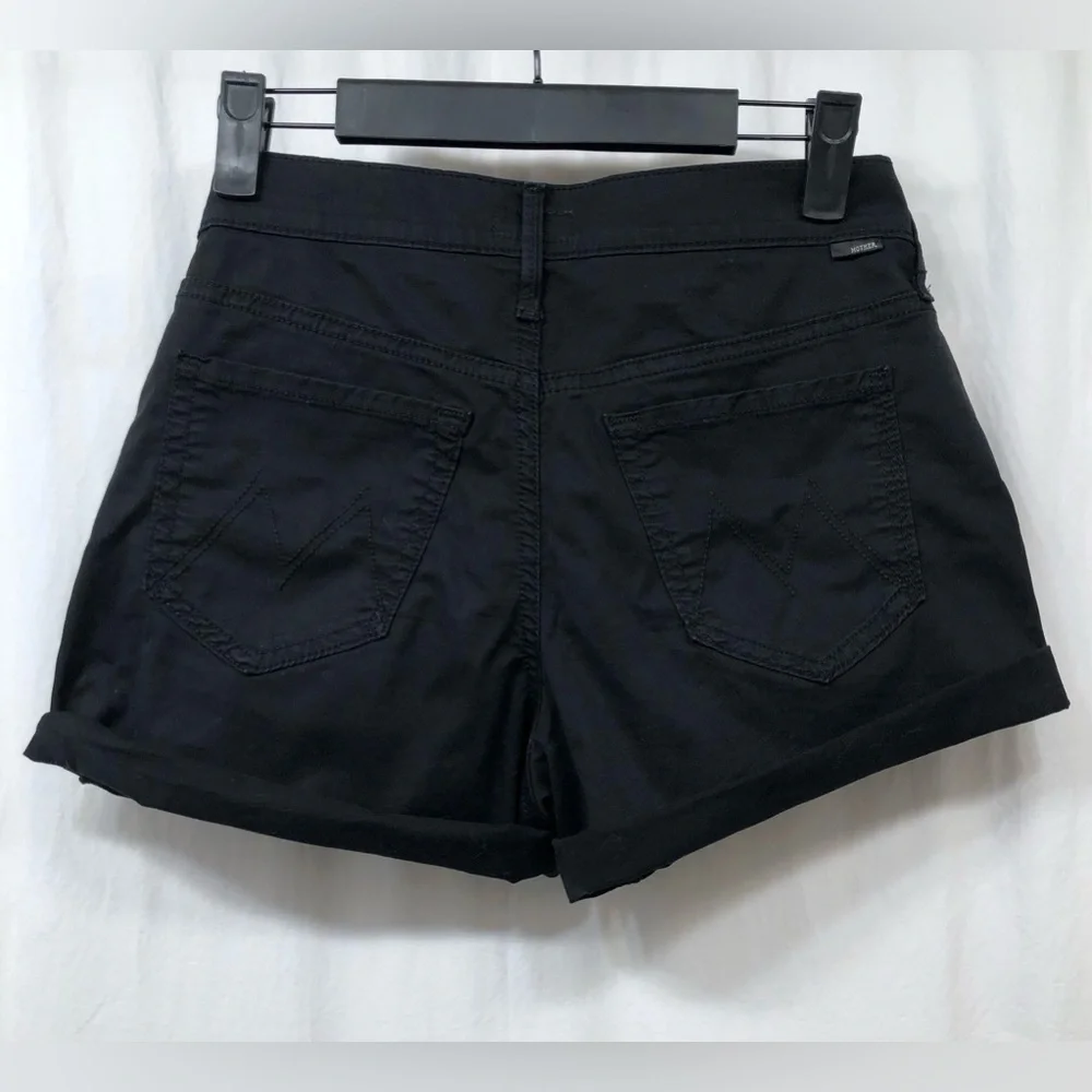 MOTHER Black Cuffed Denim Shorts